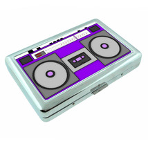 80&#39;s Theme D3 Silver Metal Cigarette Case RFID Protection Wallet Purple ... - £13.14 GBP