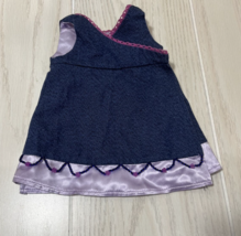 American Girl Doll clothes Denim Jumper Dress only purple satin pink beads 2001 - $11.87