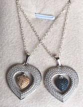 925 Sterling Dangling Heart Diamond Accent Necklace, 18&quot; Chain -- Red or Blue - £17.63 GBP