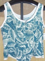 Nine West Tank Top Green White Floral Print shirt Misses Size 16 - £9.46 GBP