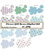 Flower Gift Boxes46 Digital Kit-Mothers Day-Paper-ArtClip-Gift Tag-Jewelry - $37.50 MXN