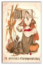 Pilgrim Woman Turkey Pumpkin A Joyous Thanksgiving DB Postcard Z4 - £4.50 GBP