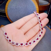 Luxury 100% 925 Sterling Silver natural  Ruby Colorful Party Bracelets for Women - £198.72 GBP