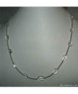 20&quot; Choker Necklace Silver Tone Clear Oval Glass Round Beads Adjustable ... - £8.71 GBP