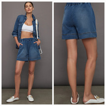 CARBON38 Women Chambray Pullover Wide Leg Shorts Blue M - $1,207.91 MXN