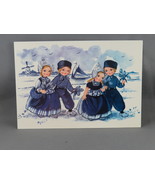 Vintage Postcard - 2 Dutch Children Couples Delft Blue - Kruger - $15.00