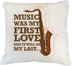 Music Was My First Love Romantic Fun Pillow Cover For A Musician, Music Lover, I - £19.77 GBP+