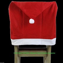 Christmas Holiday Party RED Santa HAT Cap Chair Cover Kitchen Dining Dec... - $55.07 MXN