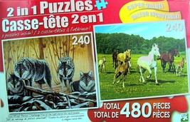LPF 480 Piece 2-in-1 Puzzle ~ the Wolf Lair &amp; Running Free - £9.31 GBP