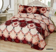 3-Pcs Super Soft Queen Quilted Reversible Velvet Bedspread Coverlet Set - Annika - £39.54 GBP