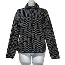 west marine serendipity black white geometric Fleece jacket Size M - $27.71