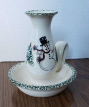 Vintage Ceramic Snowman Holiday Themed 5 Inch Candle Holder - £10.08 GBP