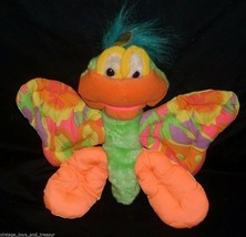 11&quot; Vintage Ace Novelty Nylon Orange Green Butterfly Stuffed Animal Plush Toy - £22.58 GBP