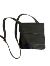 Vintage MANUFACTUS Crossbody Purse Bag Black Italian Leather Slim Made i... - £111.56 GBP