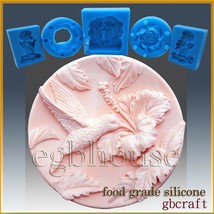 2D Silicone Soap/sugar/fondant/chocolate Mold - Hummingbird in Hibiscus Garden - $33.65