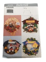 Butterick Sewing Pattern 4225 No-Sew Four Seasonal Wreaths Fall Christmas Uncut - £2.39 GBP