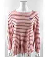 Joules Harbour Light Emblem Lovely Pink Red Stripe Top Size 10 Boat Neck... - $25.74