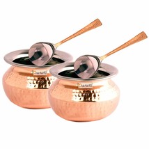 Set of 2 Prisha India Craft Handmade Steel Copper Casserole and Serving Spoon -  - £84.57 GBP
