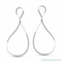 0.28ct Round Cut Diamond Pave Dangling Tear-Drop 14k White Gold Fashion Earrings - £607.50 GBP