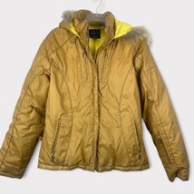 Baby Phat Gold Winter Coat with Hood and faux fur lining full zip size large - £37.66 GBP
