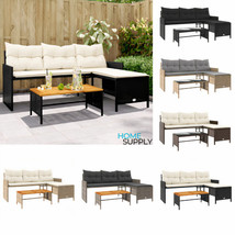 Outdoor Garden Patio Poly Rattan L-Shaped Corner Sofa Set With Table &amp; Cushions - £239.83 GBP+