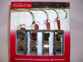 Haute The Original Mantle Clip Set 4 Silver Christmas Stocking Hangers Holders - £23.58 GBP