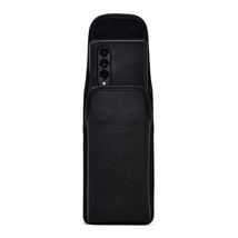 Galaxy Z Fold3 Thin Fit Vertical Holster Black Leather Pouch Rotating Belt Clip - £29.71 GBP