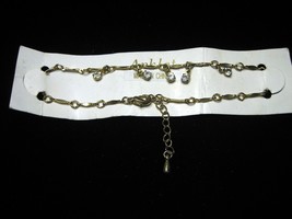 Anklet Bracelet Small Rhinestones 9 Inches Gold Tone - £4.54 GBP