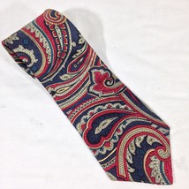 Accents Men&#39;s 100% Silk Tie Red Paisley Pattern 58 x 3.75 New - £10.22 GBP