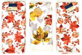 3 Kitchen Towels Autumn Leaves Thanksgivingl 2 Microfiber 1 Cotton New with Tags - £14.45 GBP