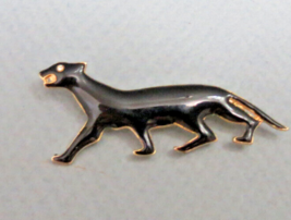 Vintage Black Panther Brooch / Enameled Pin Rhinestone Eye Cat Brooch Sleek Look - £11.22 GBP