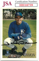 Johnny Damon signed 1996 Topps Future Star Baseball On Card Auto #215- JSA #HH18 - £21.42 GBP