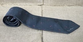 Oscar De La Renta Dark Gray Geometric Circular Pattern Tie Necktie - £7.91 GBP