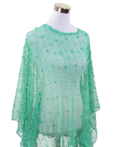 Mint Nubby Open Weave Sequin Slipover Poncho Top - Also in Teal, Ivory &amp;... - £18.00 GBP