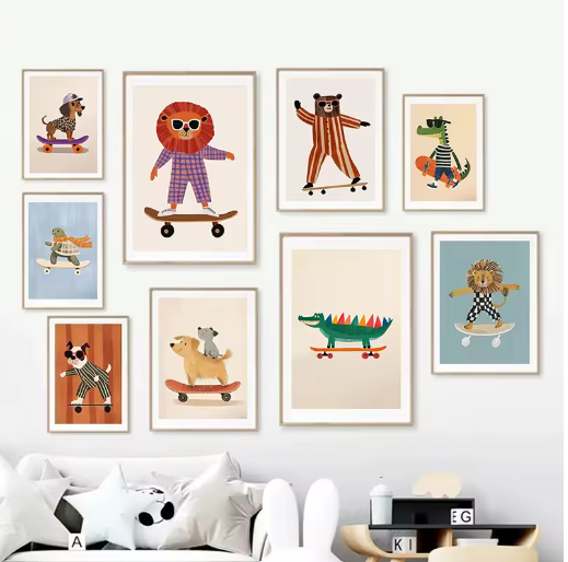 Digital 8 Poster Art Kids Room Modern illustration Colorful Design Wall ... - $15.00