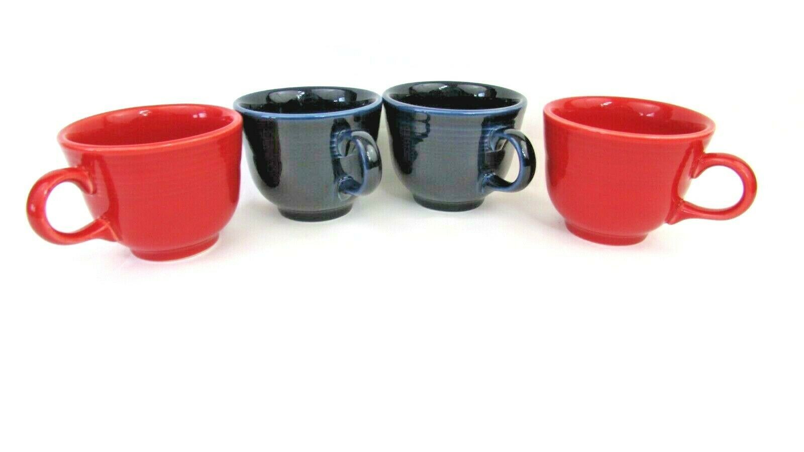 Fiestaware Coffee / Tea Cups -  2 Dk..Blue 2 Red  3" Homer Laughlin Set of 4 - $24.75