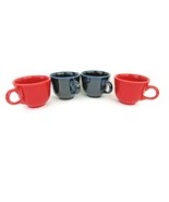 Fiestaware Coffee / Tea Cups -  2 Dk..Blue 2 Red  3&quot; Homer Laughlin Set ... - £19.46 GBP