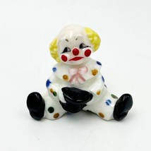 Vintage Bug House Miniature Clown Figurine Japan White Polka Dot 1 3/8&quot; - £8.11 GBP