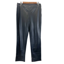 NEW Josie Natori Womens 8 Faux Leather Pants Black Straight Leg Minimalist  - £174.01 GBP