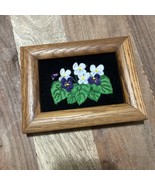 Vtg Handmade 3D Art Felt Flower Viola Butterfly Nature Spring 6.75” x 5”... - $33.65 CAD
