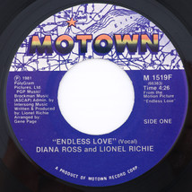Diana Ross &amp; Lionel Richie – Endless Love - 1981 Motown 45 rpm Record M 1519F - £5.59 GBP