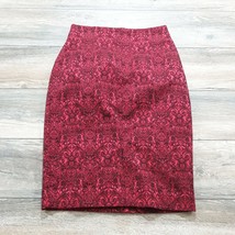 Worthington Womens Size 10 Pencil Skirt Embroidered Deep Red Dress Party Office - £17.76 GBP