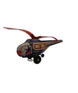 Vtg J Chein Toy Town Airways Friction Tin Litho Helicopter Works Dark Bl... - $30.00