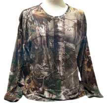 Real Tree Xtra Base Layer Women L (38-40) Thermal Crew Top Green Brown Camo - $13.86