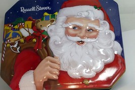 Russell Stover Chocolates Christmas Eve Tin empty container Santa Claus ... - $22.25