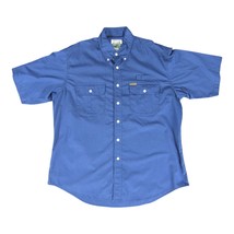 Vintage Woolrich Teton Work Shirt Fishing Navy Blue Hong Kong Men&#39;s Larg... - $14.83