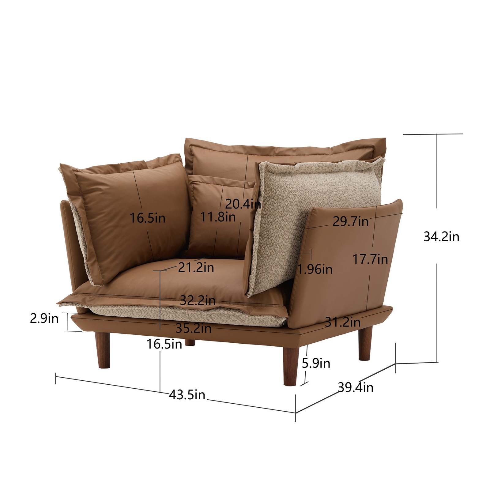 Modern Chenille Oversized Armchair - Accent Sofa Lounge Chair for Living Room Item image 7