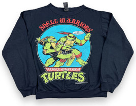 Vtg 90 TMNT Teenage Mutant Ninja Turtle Shell Warriors Wormser Black Sweatshirt - £47.48 GBP