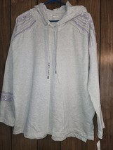 Style &amp; Co. Hooded Long Sleeve T-Shirt W/Purple Sequin &amp; Embroidery - £9.39 GBP