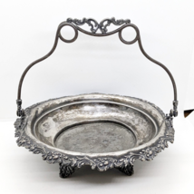 New Amsterdam Silver Co Footed Quadruple Plate #653 Etched Brides Cake Dish - $13.53 CAD